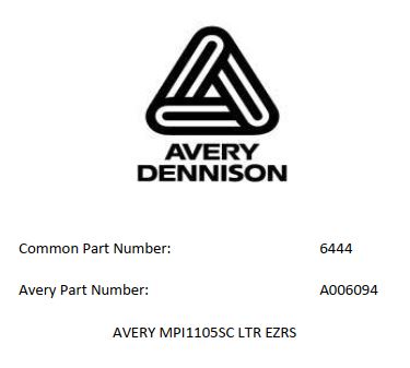 54IN AVERY MPI1105SC EASY APPLY RS - Avery MPI1105 SuperCast Series LTR Vinyl Films